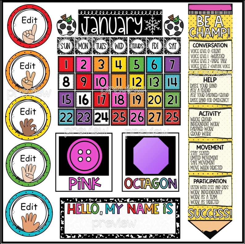 BRIGHT VINTAGE Classroom Decor Bundle Bright Classroom Theme Etsy