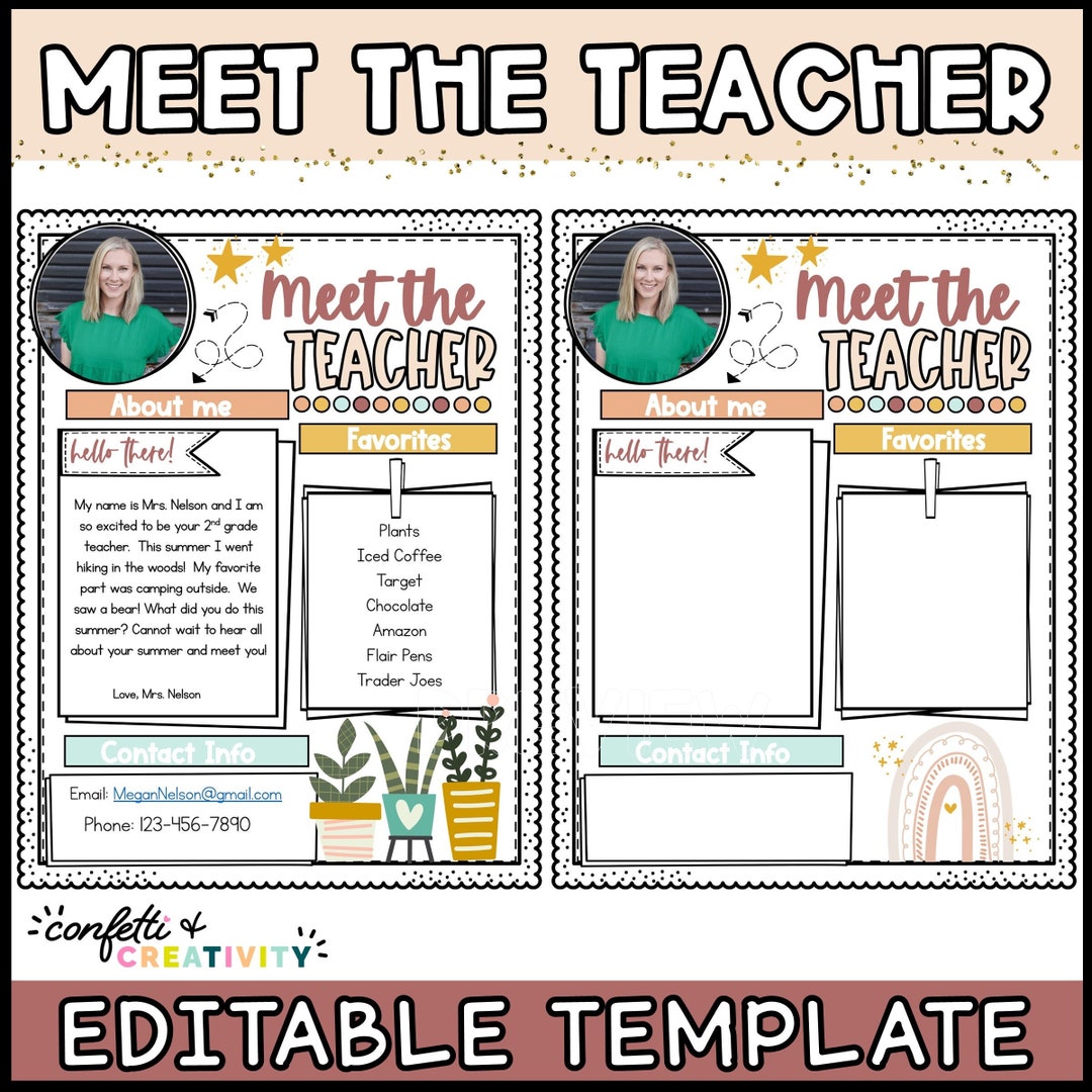 Editable Meet the Teacher Template | Neutral Classroom Decor | Meet the ...