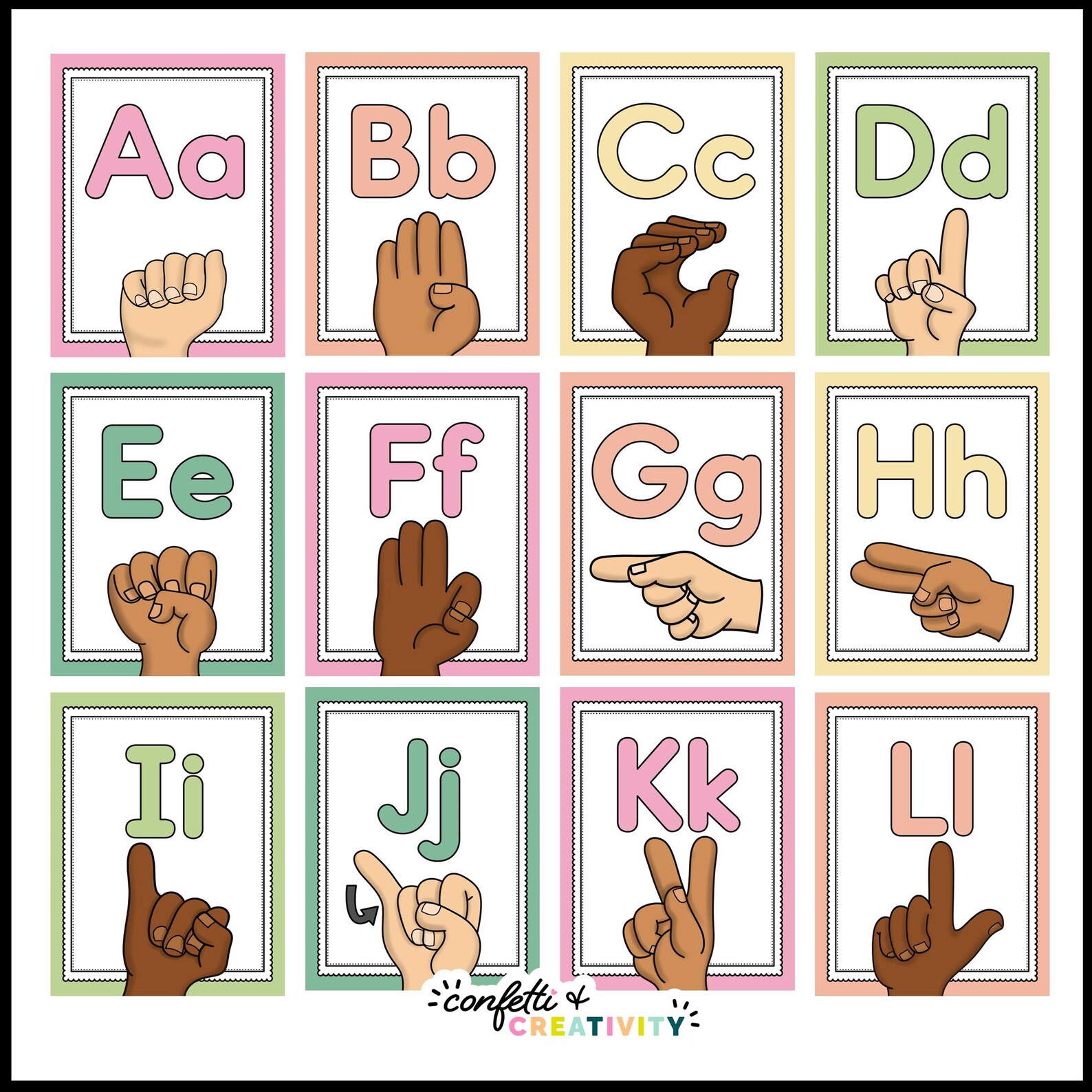 Retro ASL Alphabet Posters: Sign Language Classroom Decor (digital ...