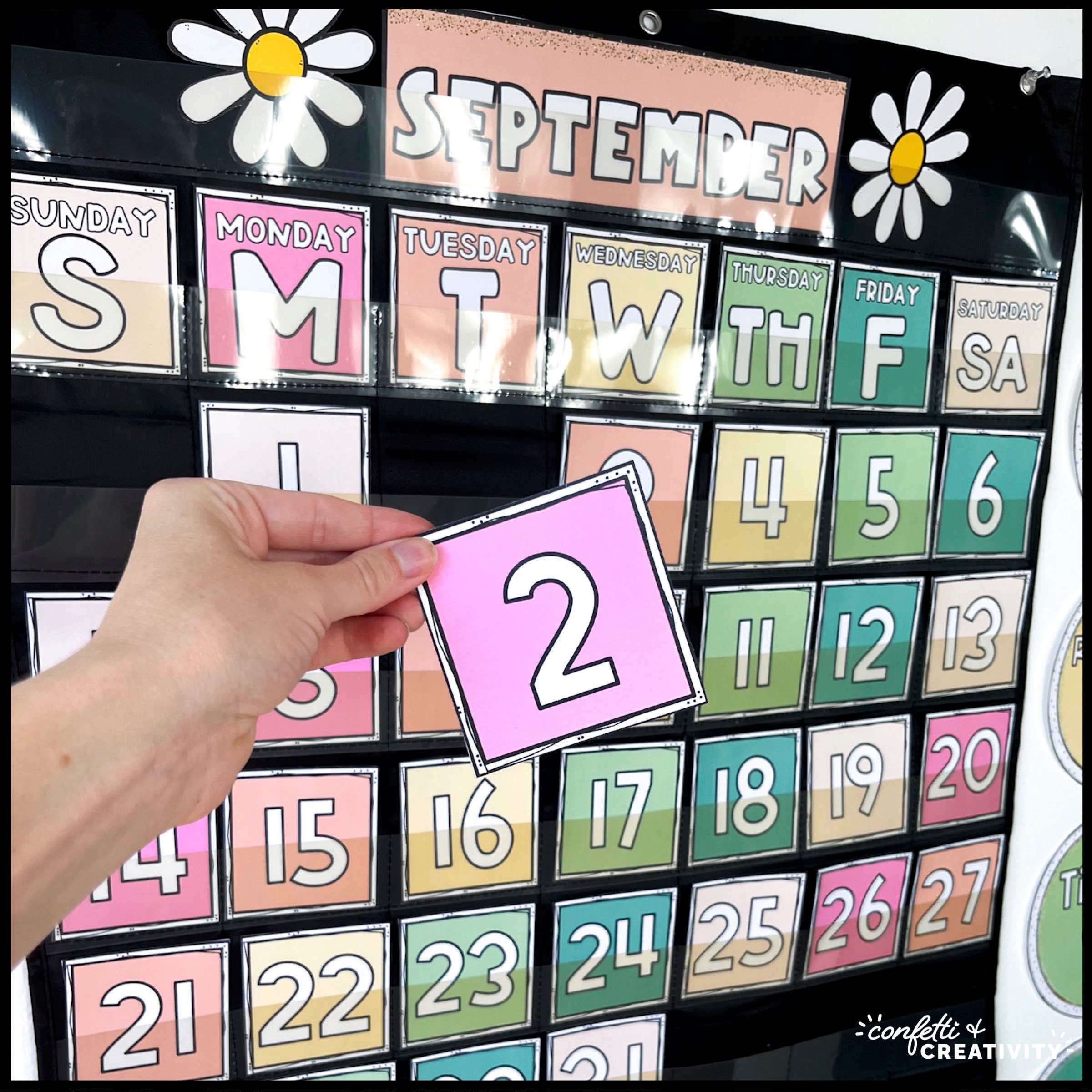 Retro Classroom Calendar Pack: Editable Pocket Chart & Flip Calendar ...