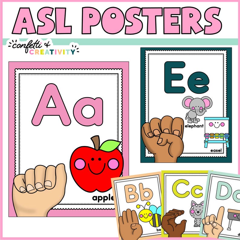 Bright ASL Alphabet Posters: Sign Language Classroom Decor (digital ...
