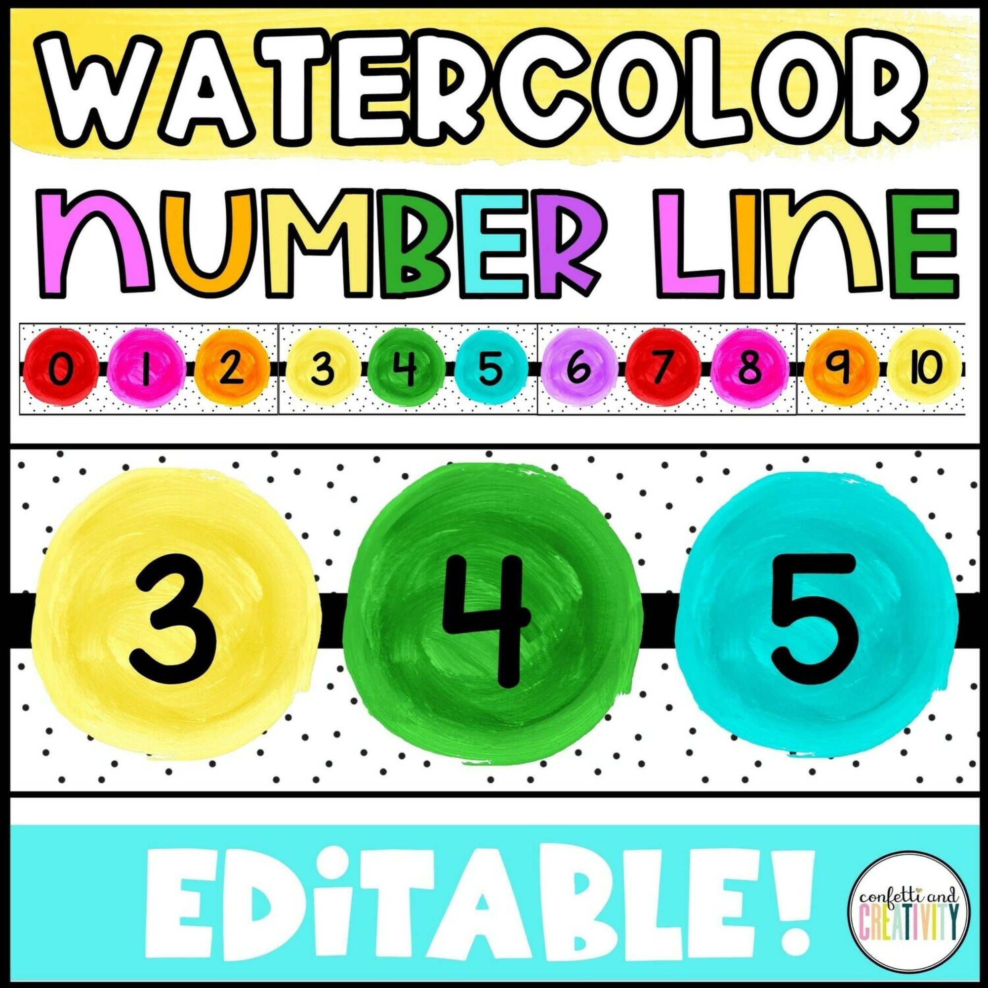 Watercolor Classroom Number Line Colorful Classroom Decor Etsy