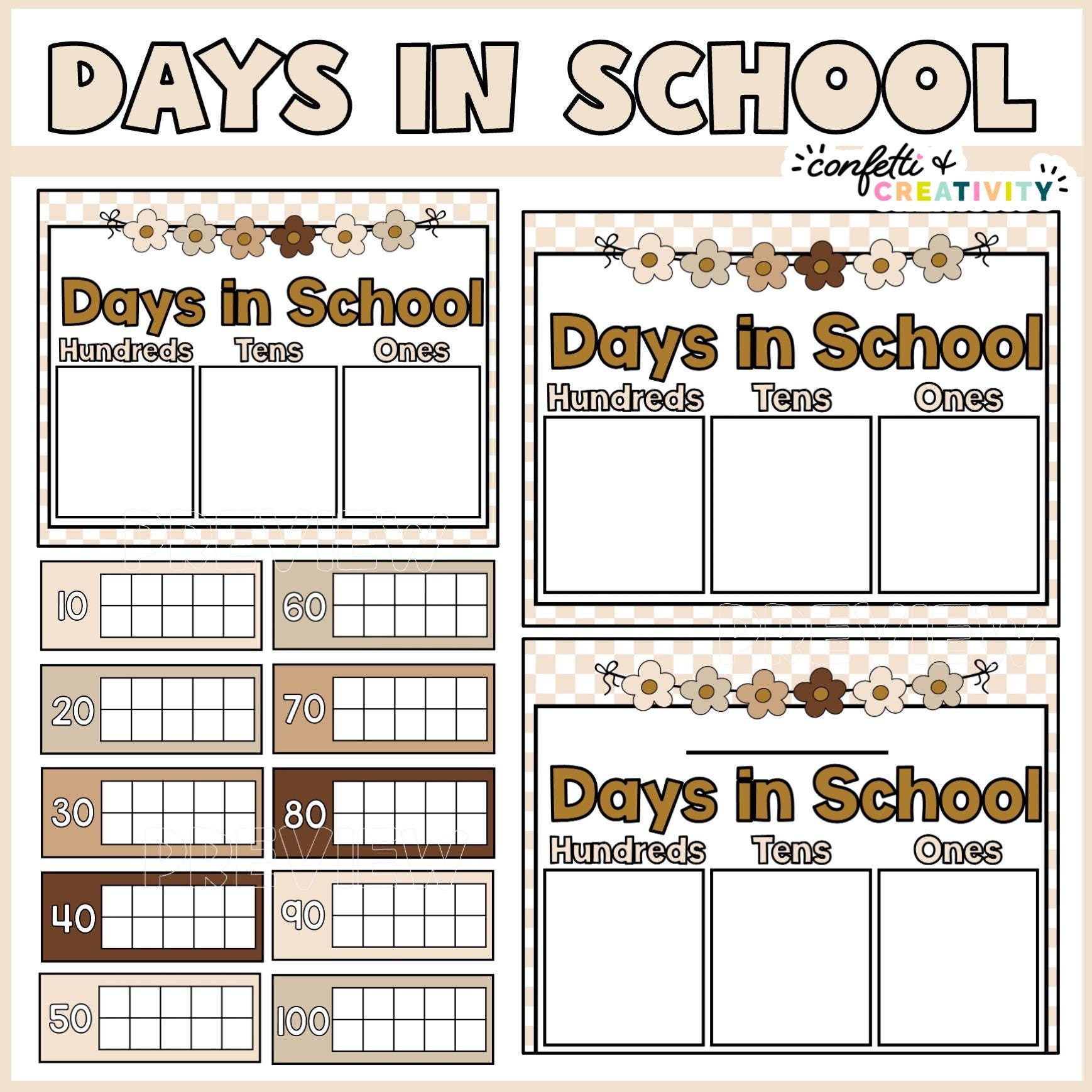 Neutral Classroom Decor: Days in School Ten Frames Tally (digital ...