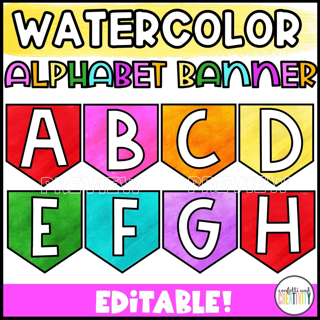 Alphabet Banner for the Classroom Watercolor Classroom Decor ABC Banner