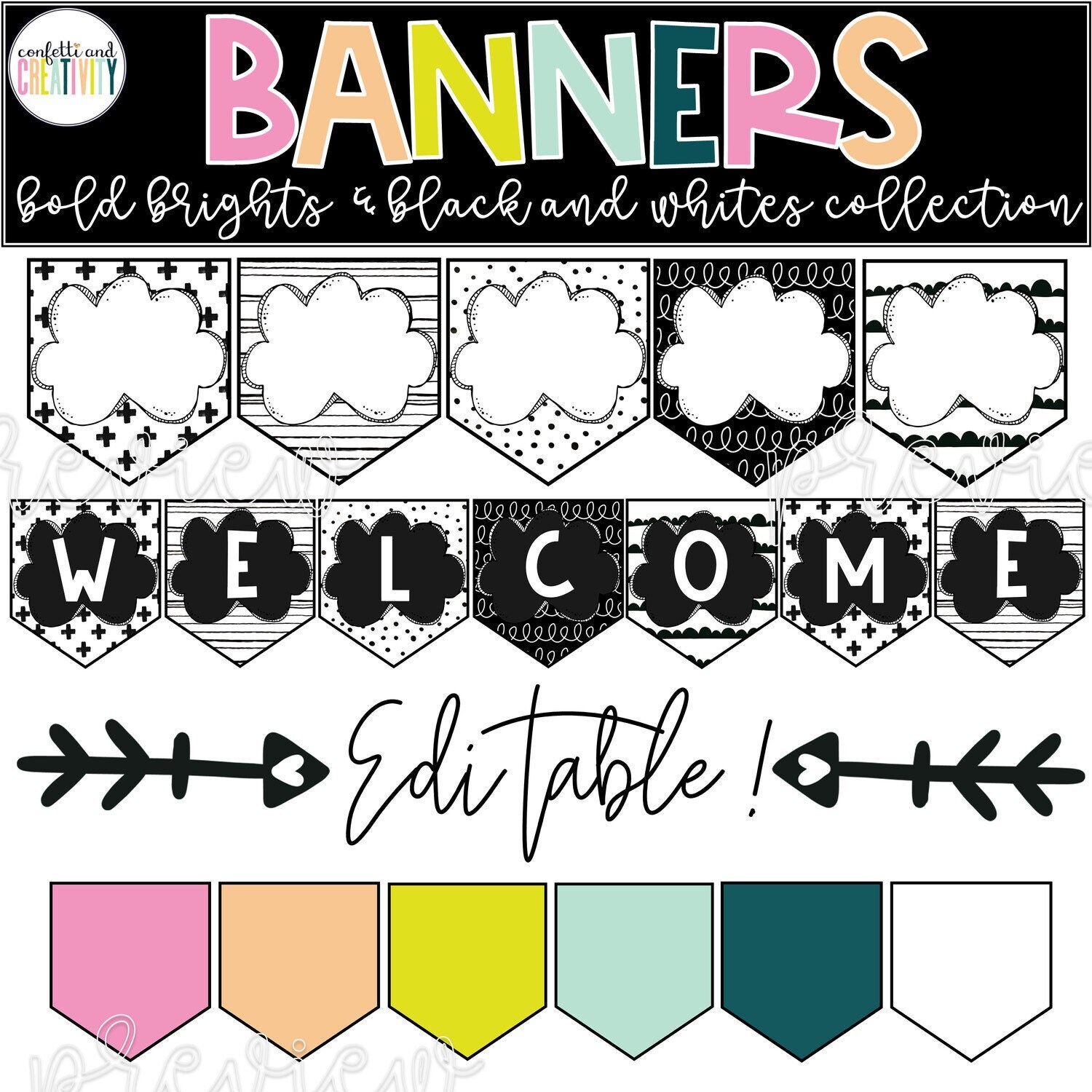 Editable Classroom Welcome Banner | Bold Brights Classroom Decor | Classroom Banner | Classroom Decor | Back to School | Teacher Banner