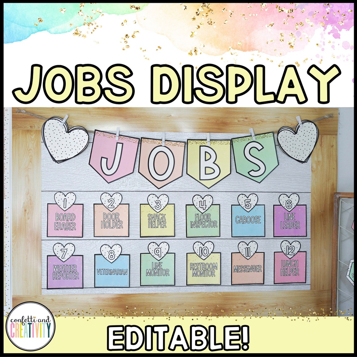 Pastel Classroom Jobs Display: Editable Elementary Decor (digital ...