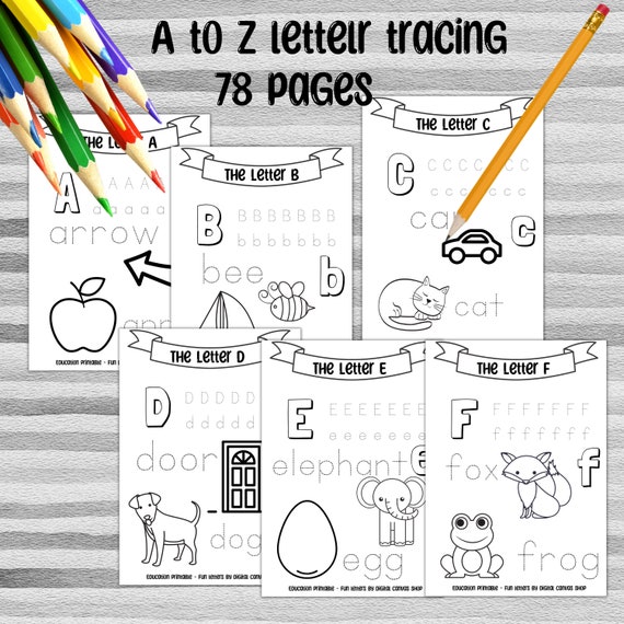 Printable Worksheet ABC Letter Tracing Colouring Book - Etsy