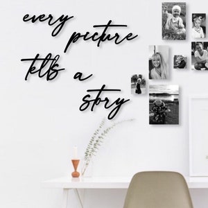every picture tells a story | 3D lettering made of wood | Photo wall | Gallery wall | Wall decoration | Living room decoration | Wedding gift | Family