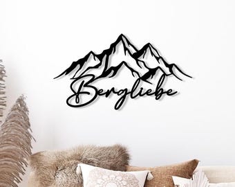 Wooden mountain wall decoration | 3D mountain love lettering | Living room decoration | Mountain panorama | Mountain hut | Ski hut | Bedroom | Hiker gift