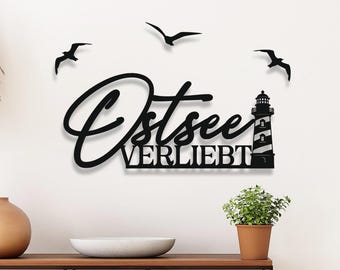 Baltic Sea Love - Maritime Wooden Wall Decor | Perfect Gift for Coast Lovers of the Islands of Rügen and Usedom | Beach House Garden Decor