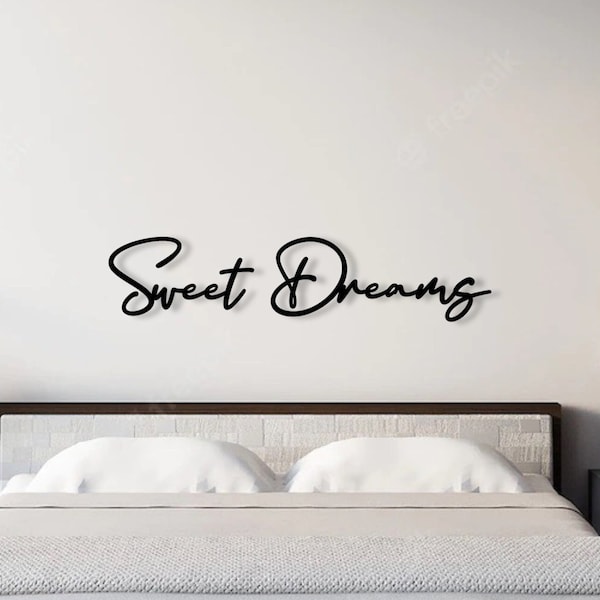 Wall decoration bedroom | Sweet Dreams | 3D lettering made of wood | Image about bed | Bedroom decoration | Children's room decoration | Guest room decor