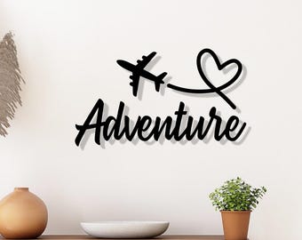 Adventure Wooden Lettering – 3D Wooden Wall Decor for Living Room or Hallway | Travel Saying Wall Decor | Gift for Adventurers and Campers