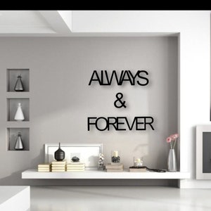 ALWAYS & FOREVER l 3D wooden lettering | Wall decoration bedroom | Living room | Image about bed | Wedding gift | Gallery wall