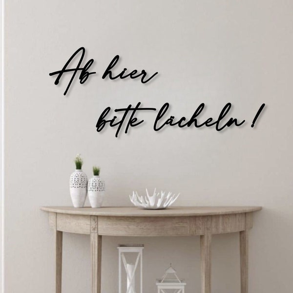 Housewarming gift lettering 3D made of wood | Please smile from here on out | Wall decoration living room | Wardrobe | Entrance area | Waiting room | Hallway decoration