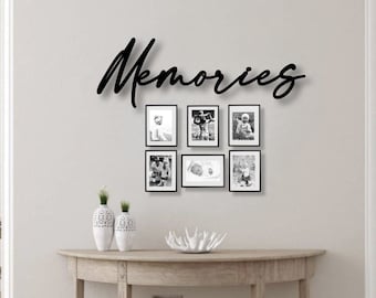 Wanddeko Fotowand | Schriftzug 3D aus Holz | Memories | Wohnzimmerdeko | Flurdeko | Bildergalerie | Geschenk zur Hochzeit