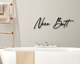 3D wooden lettering | Nice Butt | Funny bathroom wall decor | Guest WC decor | Bathroom decor