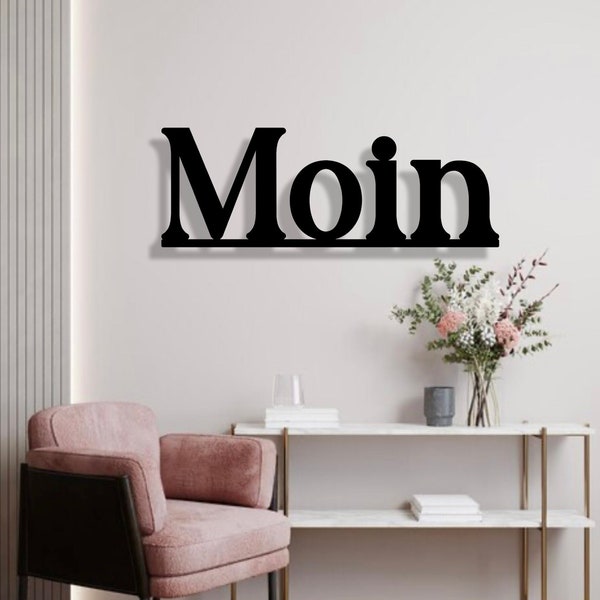 Schriftzug 3D aus Holz l Moin | Willkommensschild | Wanddeko Eingang | Flur Deko | Wohnzimmer Deko | Geschenk zum Einzug