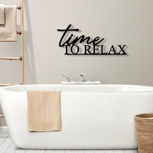 time to relax Schriftzug 3D aus Holz Wanddeko Badezimmer Schlafzimmer Bad Wohnzimmer Balkon Gartenhaus Geschenk Muttertag Bild 1
