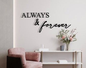 ALWAYS & forever  l 3D Schriftzug aus Holz | Wanddeko Schlafzimmer | Wohnzimmer | Bild über Bett | Geschenk zur Hochzeit | Fotowand | Flur