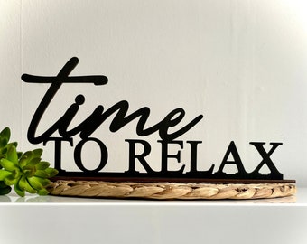 Time to relax | 3D wooden lettering | Bathroom decor | Bedroom | Living room | Housewarming gift | Sauna | Wellness | Garden shed