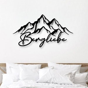 Wall decoration mountains made of wood | Mountain love 3D lettering | Living room decoration | Mountain panorama | Mountain hut | Ski hut | Bedroom | Gift for hikers