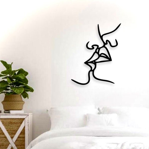 line art | kiss | Wooden wall decoration | wall art | Photo wall decoration | living room decoration | wedding gift