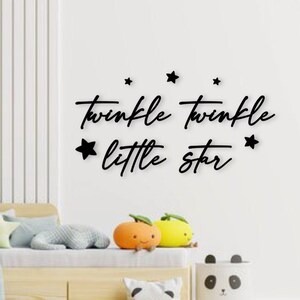Scritte in legno 3D | brilla brilla piccola stella | Decorazione murale cameretta bambini | Regalo per la nascita