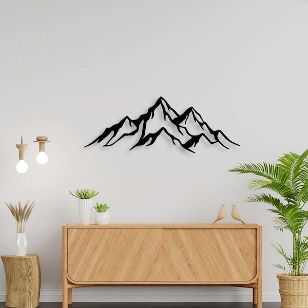 Mural Mountains Line Art | Mountain love | Wall decoration mountains made of wood | Living room decoration | Bedroom decoration | Mountain panorama | Alps | Skyline mountains