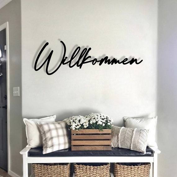 Flur Deko | Willkommen Schild l Schriftzug 3D aus Holz l Wanddeko l Wohnzimmer Deko l Eingang Deko | Hereinspaziert | Geschenk zum Einzug