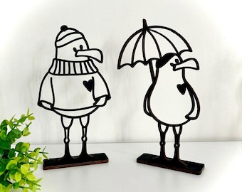 Bad Weather Seagulls 3D | Gift for Coastal Children | Wooden Decorative Item | Nautical | Sea Love | Baltic Sea | North Sea | Sylt | Rügen | Usedom