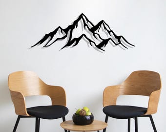 Mountain wall art | Mountain love | Wooden wall decor | Living room | Bedroom decor | Mountain panorama | Alps | Skyline | Gift for hikers