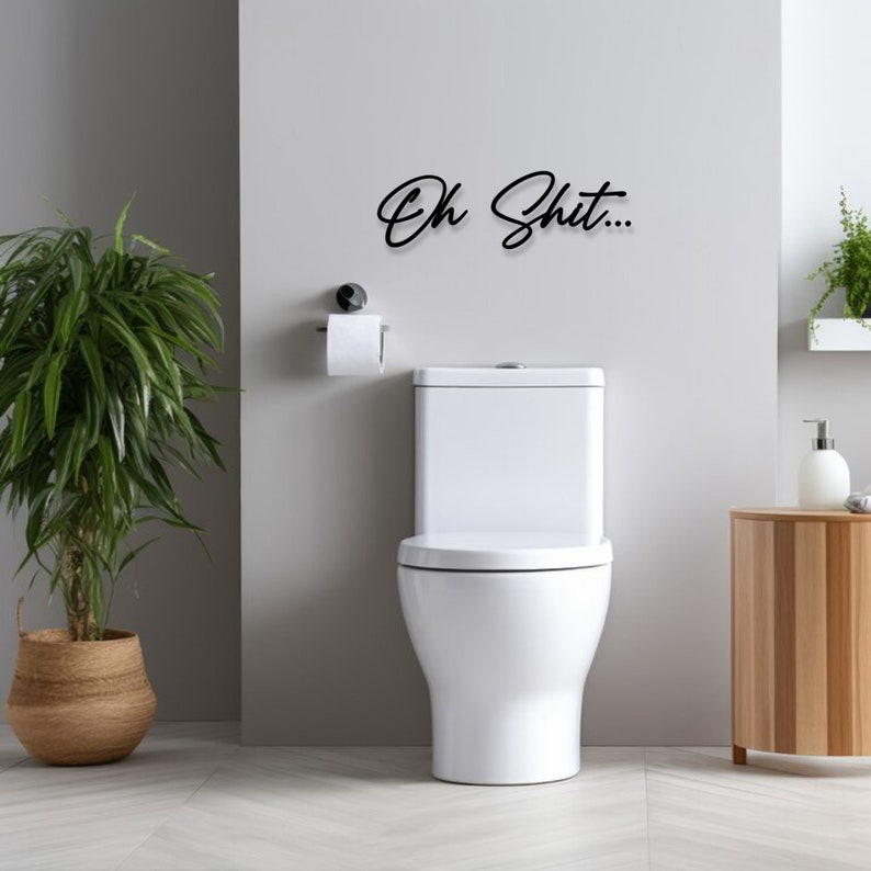 Oh Shit Badezimmer Deko Schriftzug 3D aus Holz Wanddeko Badezimmer Türschild Bad Gäste WC Wandtattoo Wandspruch Geschenkidee Bild 6
