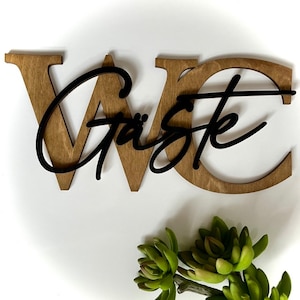 3D lettering made of wood | Guest toilet | Door sign | Wall decoration | Door decoration | Bathroom decoration | Housewarming gift