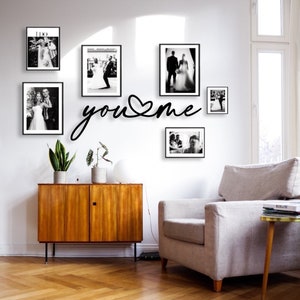 3D wooden lettering l You and Me | Wall decoration photo wall | Wedding gift | Valentine's Day | Image gallery | Image about bed | bedroom