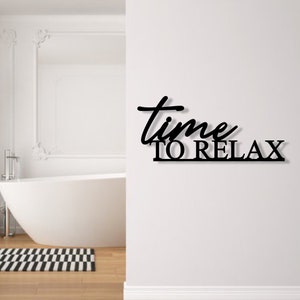 time to relax Schriftzug 3D aus Holz Wanddeko Badezimmer Schlafzimmer Bad Wohnzimmer Balkon Gartenhaus Geschenk Muttertag Bild 3