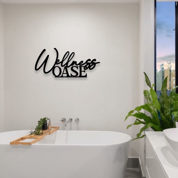 Wanddeko Bad | Badezimmerdeko | Schriftzug 3D aus Holz | Wellnessoase | Türschild Badezimmer | Lieblingsplatz | Geschenkidee Muttertag