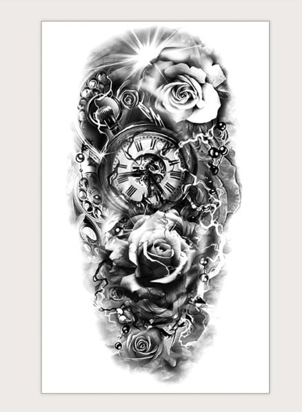 Pin by Khoa Tran on Âu  Clock tattoo design Clock tattoo Clock and rose  tattoo