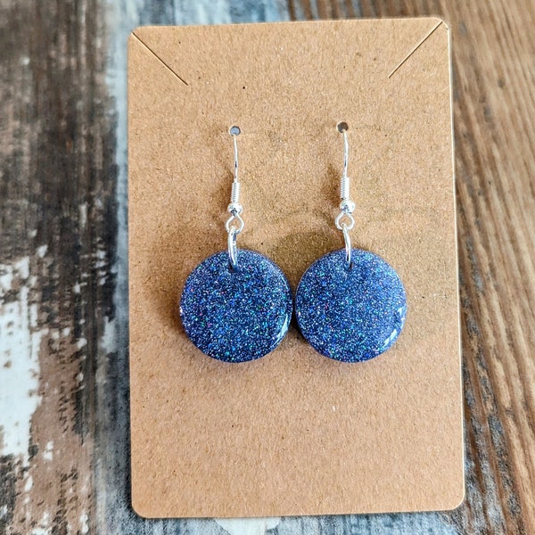 Periwinkle shimmer Small circle  Dangling Earrings