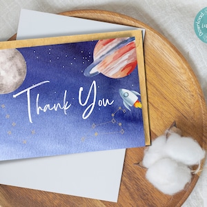 Zwei Mond Geburtstag Dankeschön Karten Vorlage | Zwei Infinity Geburtstag Dankeschön Karten Vorlage | Weltraum Geburtstag Dankeschön Karten Vorlage