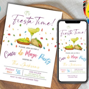 Cinco de Mayo Invitation Template | Printable Mexican Fiesta Invitation | Digital Mexican Holiday Celebration Invitation Template