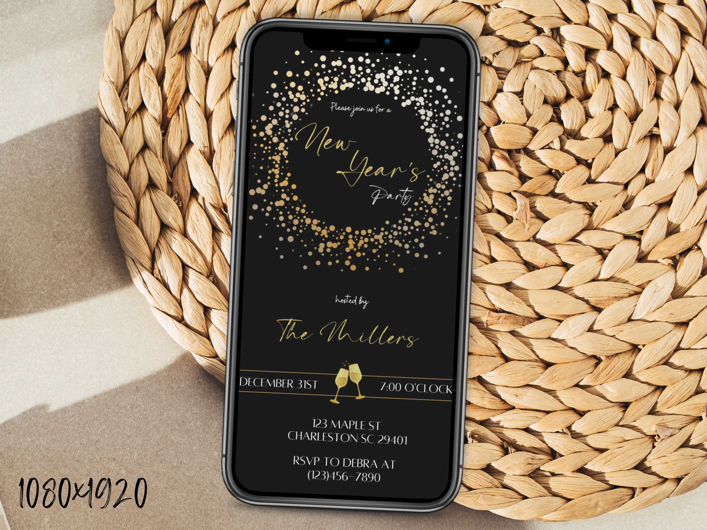 NEW YEAR MEETING プレートセット New Year's Eve Party Minimalistic Invitation Template - Etsy
