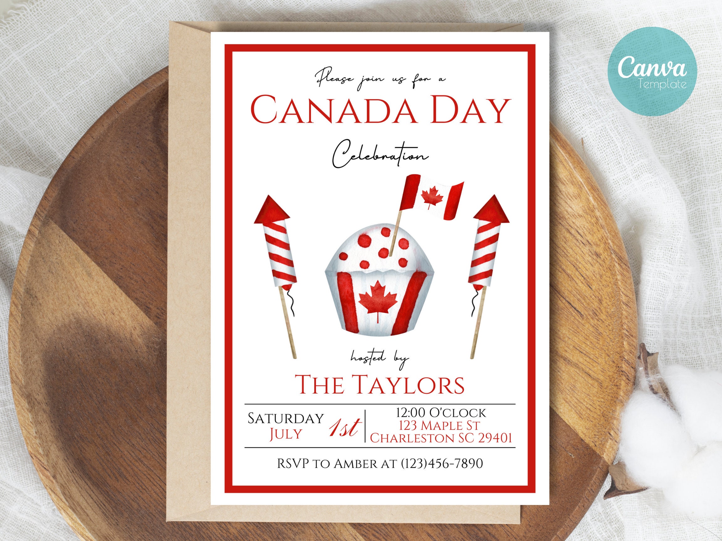 Canada Day Party Invitation Template Canada Day BBQ Editable Invitation