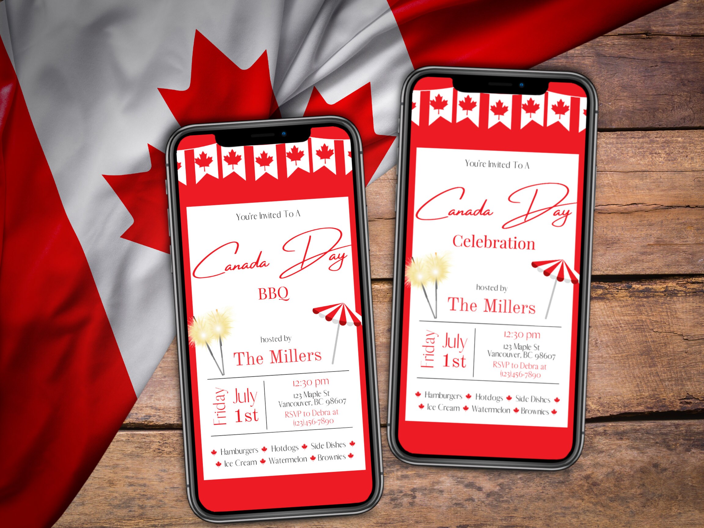 Canada Day Party Phone Invitation Template Canada Day BBQ Etsy