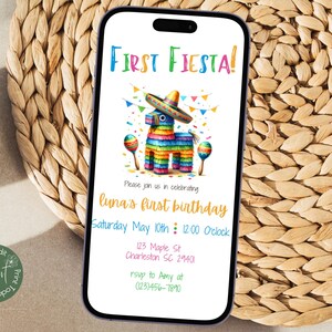 First Fiesta Birthday Mobile Invitation | Cinco de Mayo First Birthday Fiesta Phone Invitation| Pinata First Fiesta Party Digital Invitation