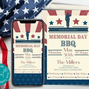 Memorial Day BBQ Invitation Template | Printable Memorial Day Cookout Invitation | Digital Memorial Day Celebration Invitation Template