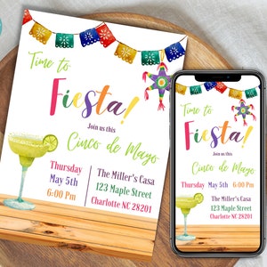 Cinco de Mayo Invitation Template | Printable Mexican Fiesta Invitation | Digital Mexican Holiday Celebration Invitation Template