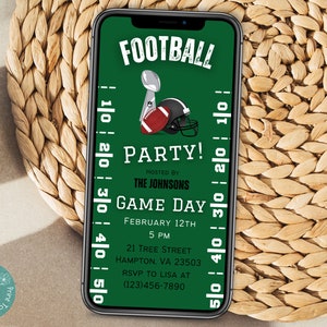 Football Championship Party Phone Invitation Template | Football Watch Party Mobile Invitation | American Football Party Digital Invitation