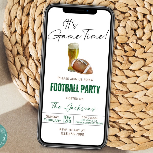 Football Championship Party Phone Invitation Template | Football Watch Party Mobile Invitation | American Football Party Digital Invitation