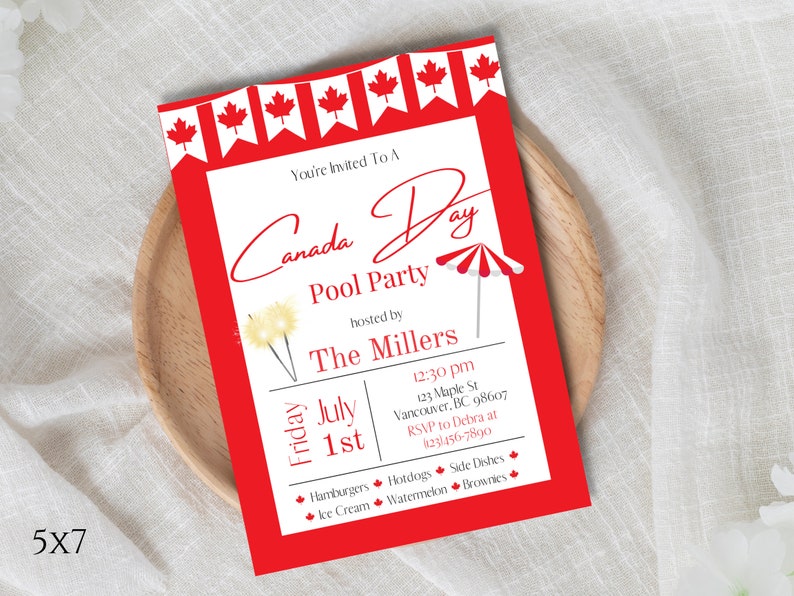Canada Day Party Invitation Template Canada Day BBQ Editable Invitation Canada Day Celebration