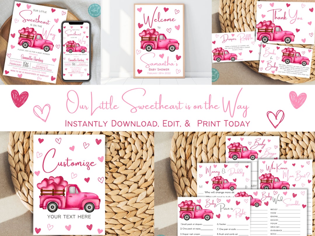"A Little Sweetheart Is On Her Way" Banner - Valentine's Day Baby Shower Decor For Girl, Gender Reveal Party - View #13